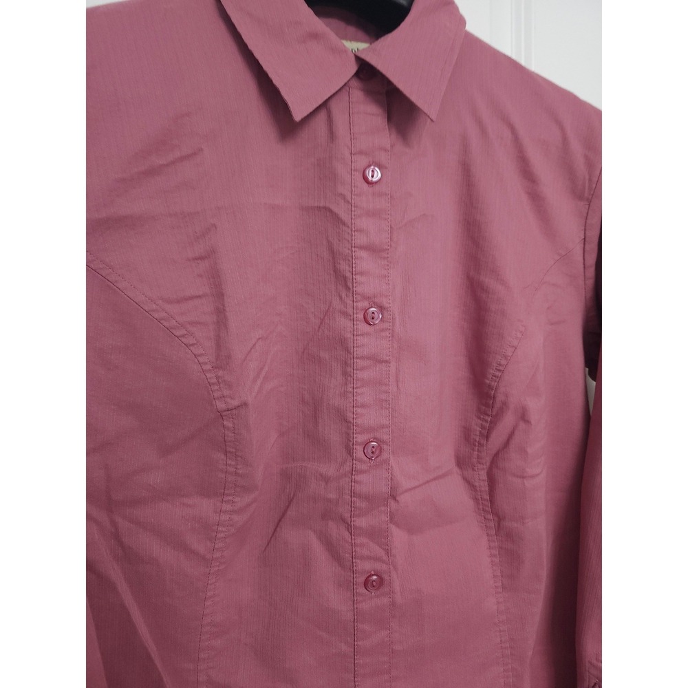 Apostrophe Stretch Pink Button Up Blouse Lace Up Tie Cuffs Plus Size 16W - Picture 4 of 9